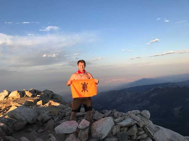 Rocky summit of Boundary Peak in early morning light