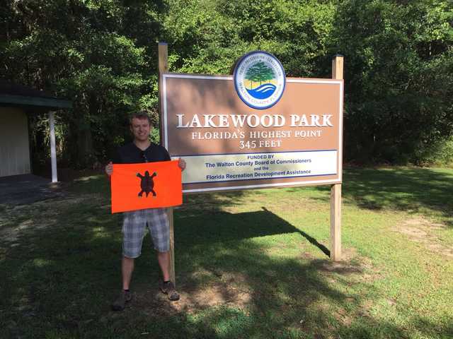 Lakewood Park sign marking Britton Hill as Florida's highest point