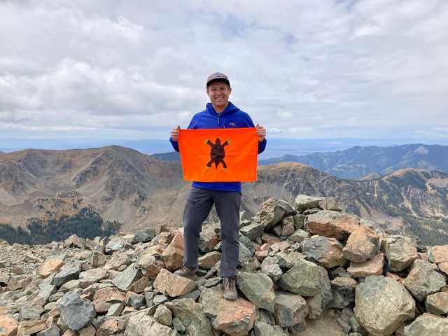 Rocky summit of Wheeler Peak above the Sangre de Cristo Mountains